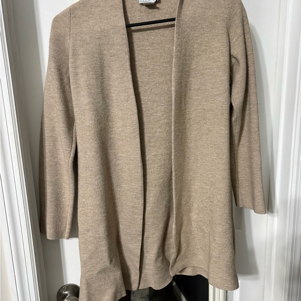 LOFT Open-Front Tan Knit Cardigan